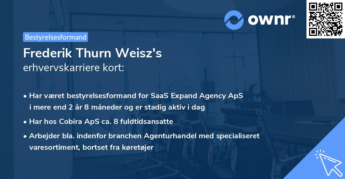Frederik Thurn Weisz's erhvervskarriere kort