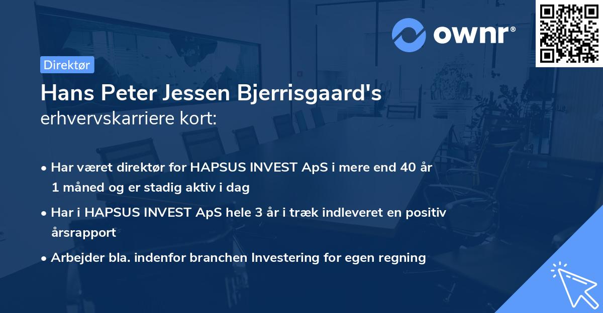 Hans Peter Jessen Bjerrisgaard's erhvervskarriere kort