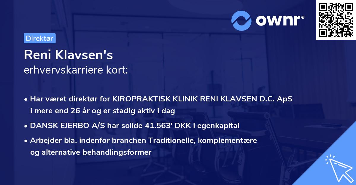 Reni Klavsen's erhvervskarriere kort