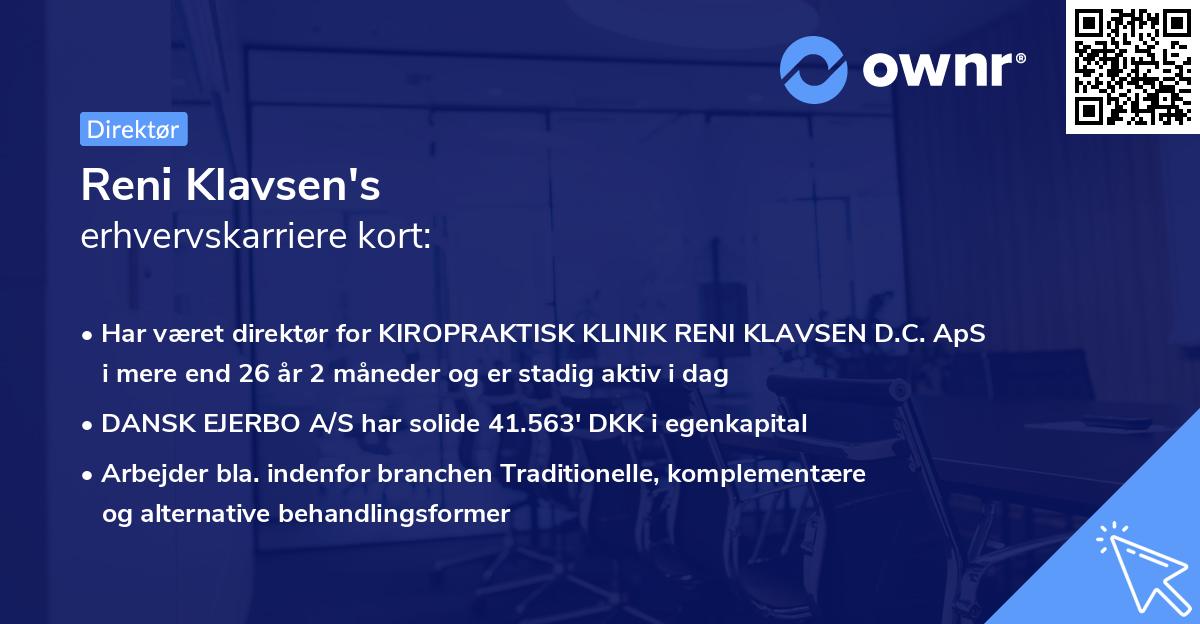 Reni Klavsen's erhvervskarriere kort