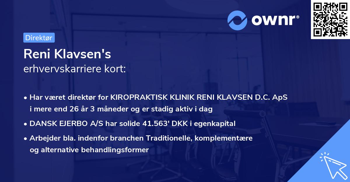Reni Klavsen's erhvervskarriere kort
