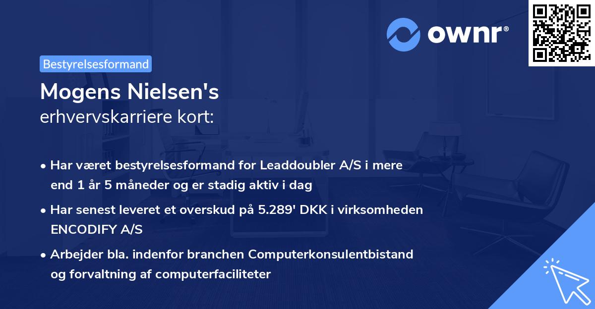 Mogens Nielsen's erhvervskarriere kort