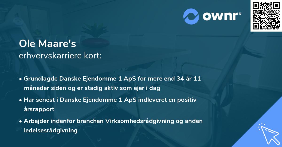 Ole Maare's erhvervskarriere kort
