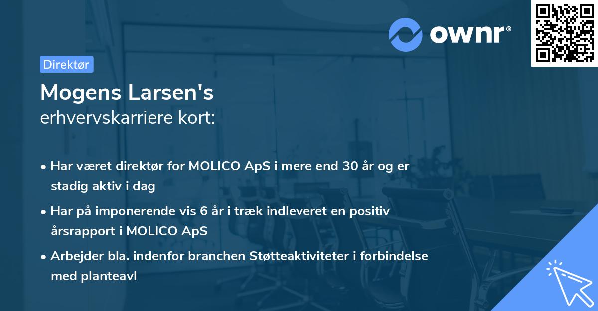 Mogens Larsen's erhvervskarriere kort