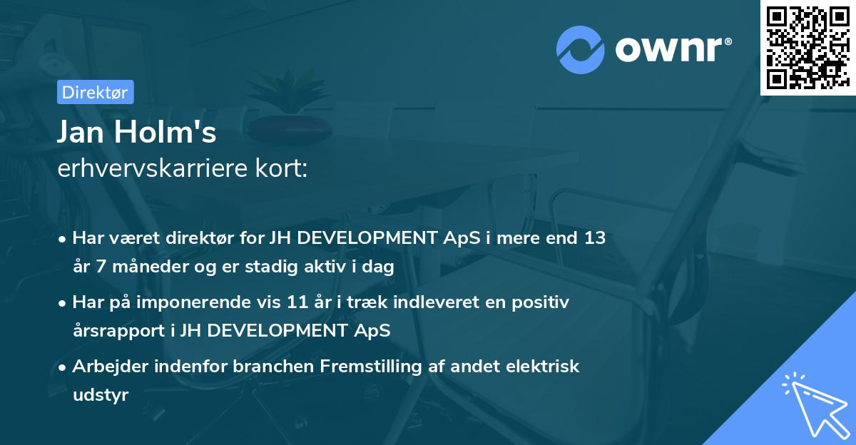 Jan Holm's erhvervskarriere kort