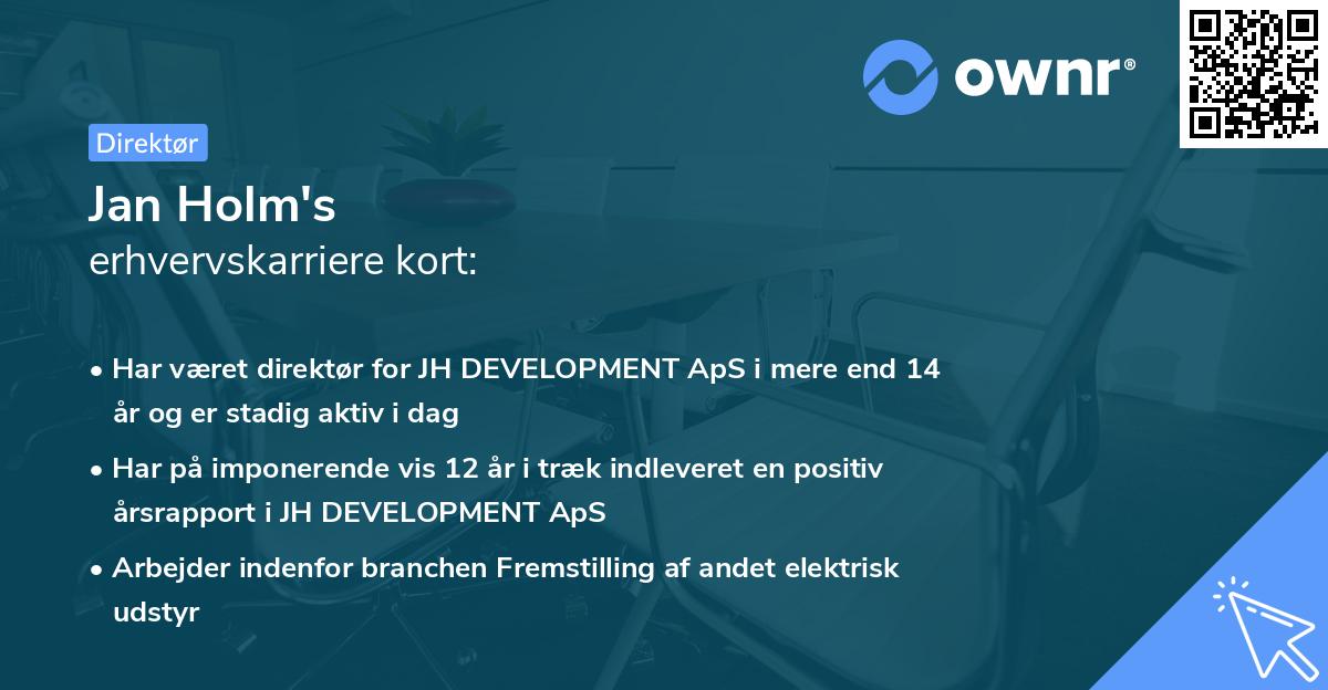 Jan Holm's erhvervskarriere kort
