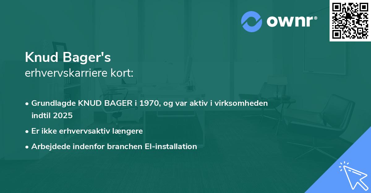 Knud Bager's erhvervskarriere kort