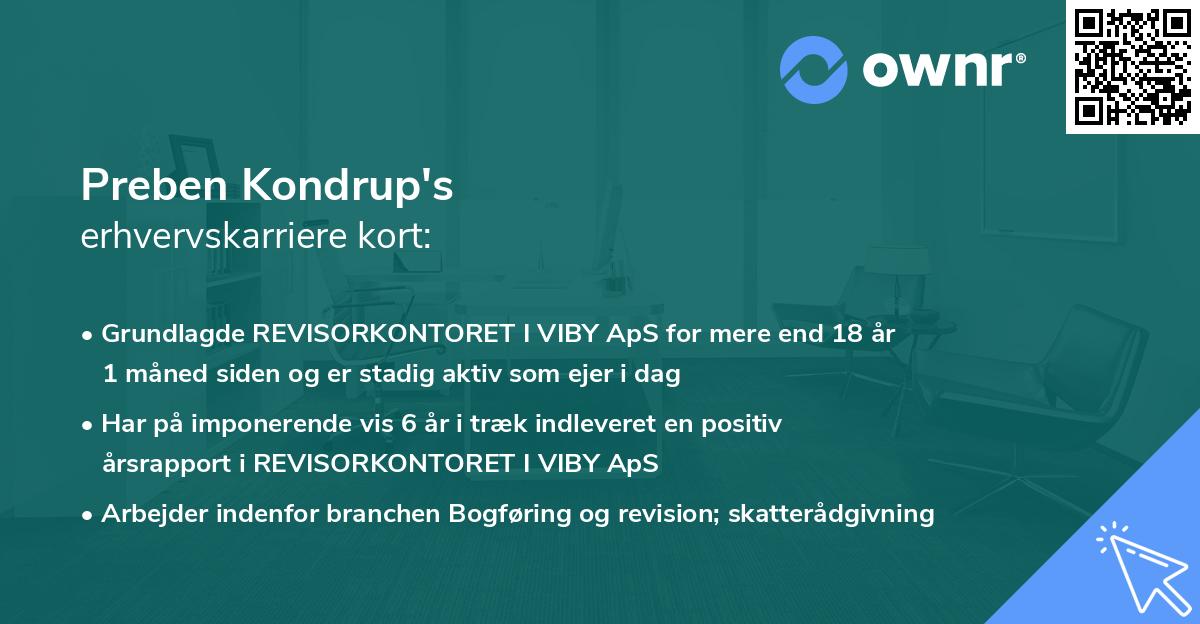 Preben Kondrup's erhvervskarriere kort