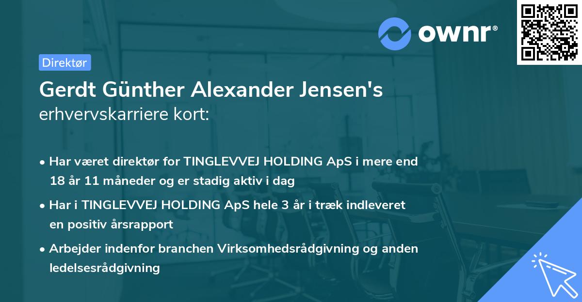 Gerdt Günther Alexander Jensen's erhvervskarriere kort