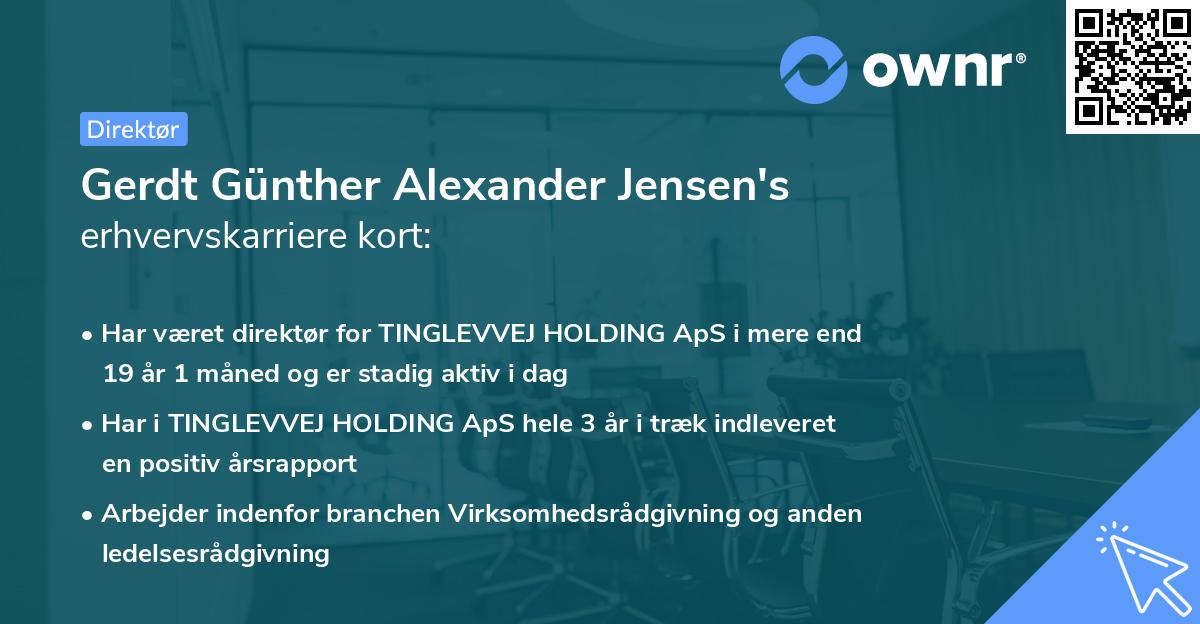 Gerdt Günther Alexander Jensen's erhvervskarriere kort