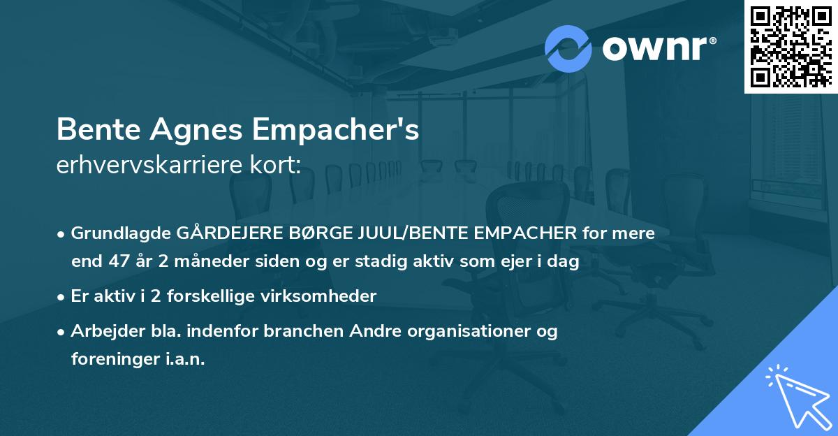 Bente Agnes Empacher's erhvervskarriere kort