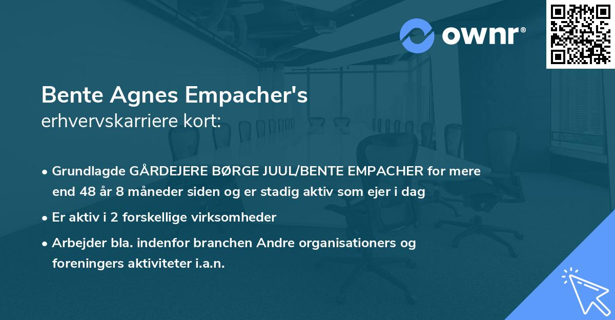 Bente Agnes Empacher's erhvervskarriere kort