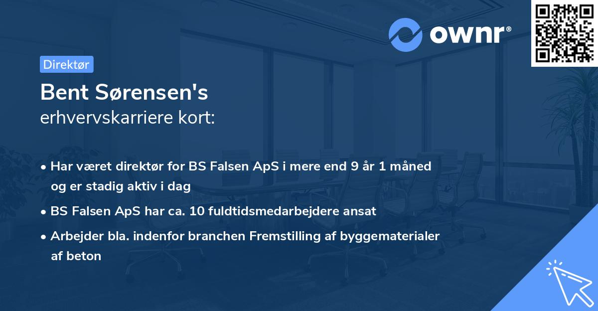 Bent Sørensen's erhvervskarriere kort