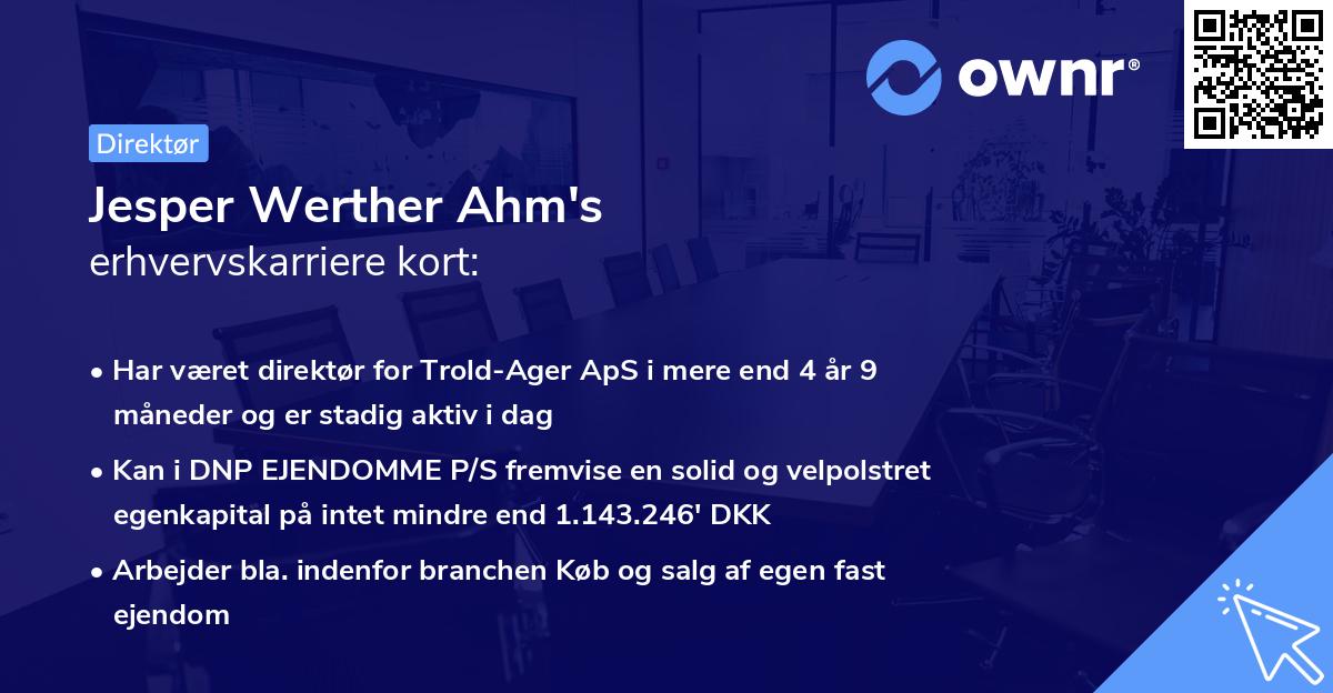 Jesper Werther Ahm's erhvervskarriere kort
