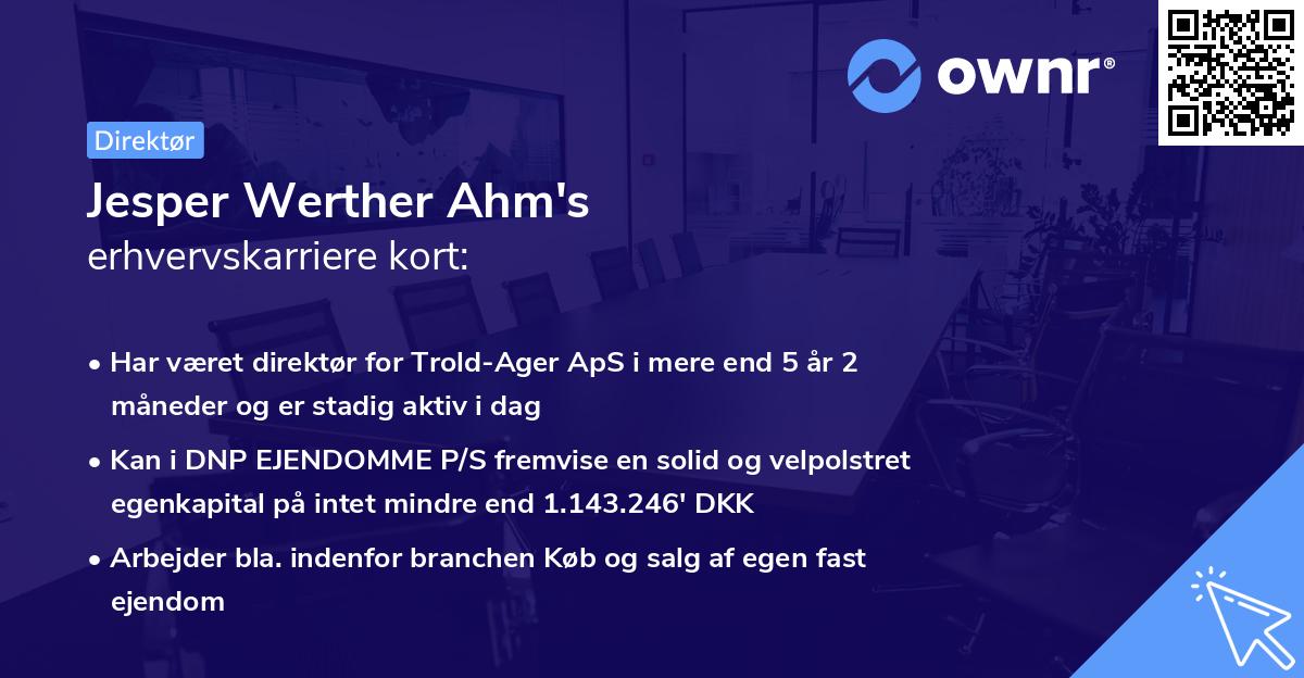Jesper Werther Ahm's erhvervskarriere kort