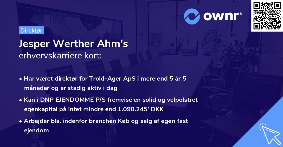 Jesper Werther Ahm's erhvervskarriere kort