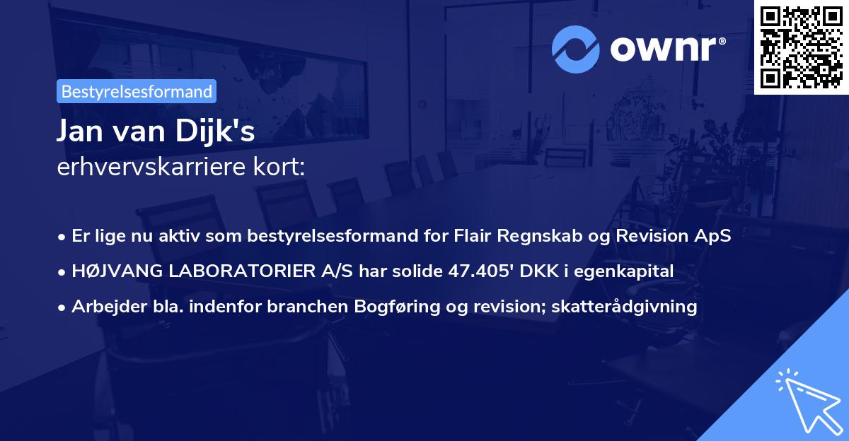 Jan van Dijk's erhvervskarriere kort