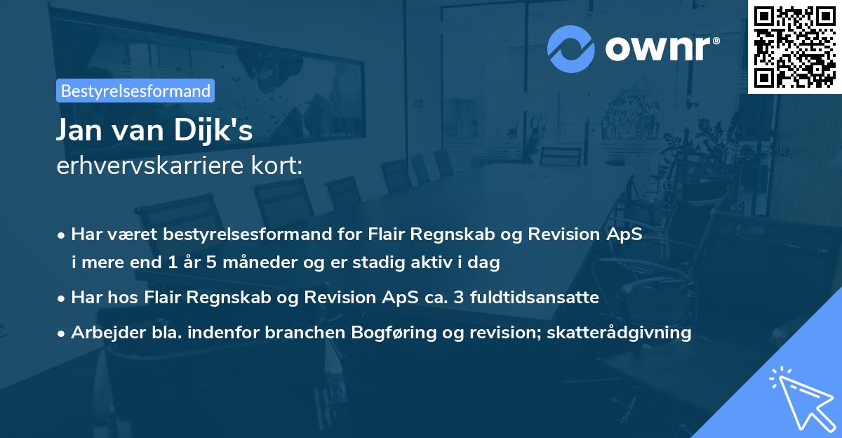 Jan van Dijk's erhvervskarriere kort