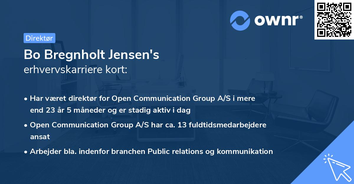 Bo Bregnholt Jensen's erhvervskarriere kort