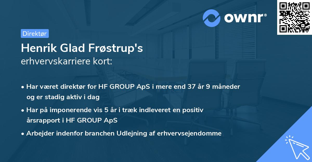 Henrik Glad Frøstrup's erhvervskarriere kort