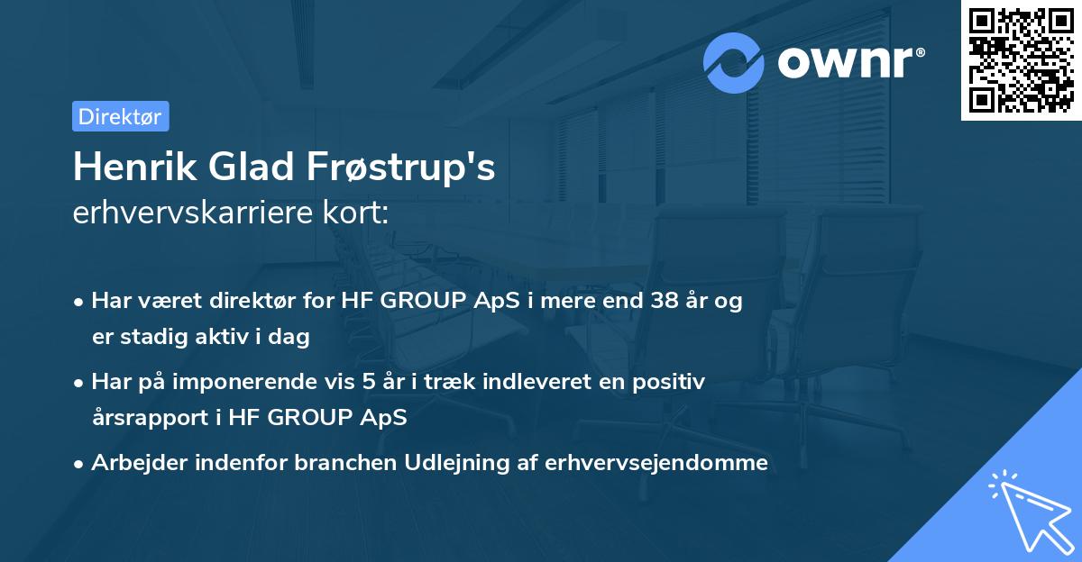 Henrik Glad Frøstrup's erhvervskarriere kort