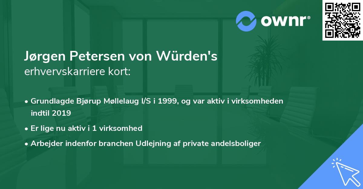 Jørgen Petersen von Würden's erhvervskarriere kort