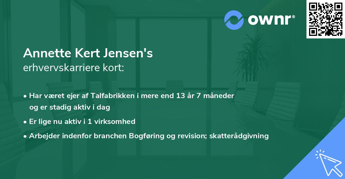 Annette Kert Jensen's erhvervskarriere kort