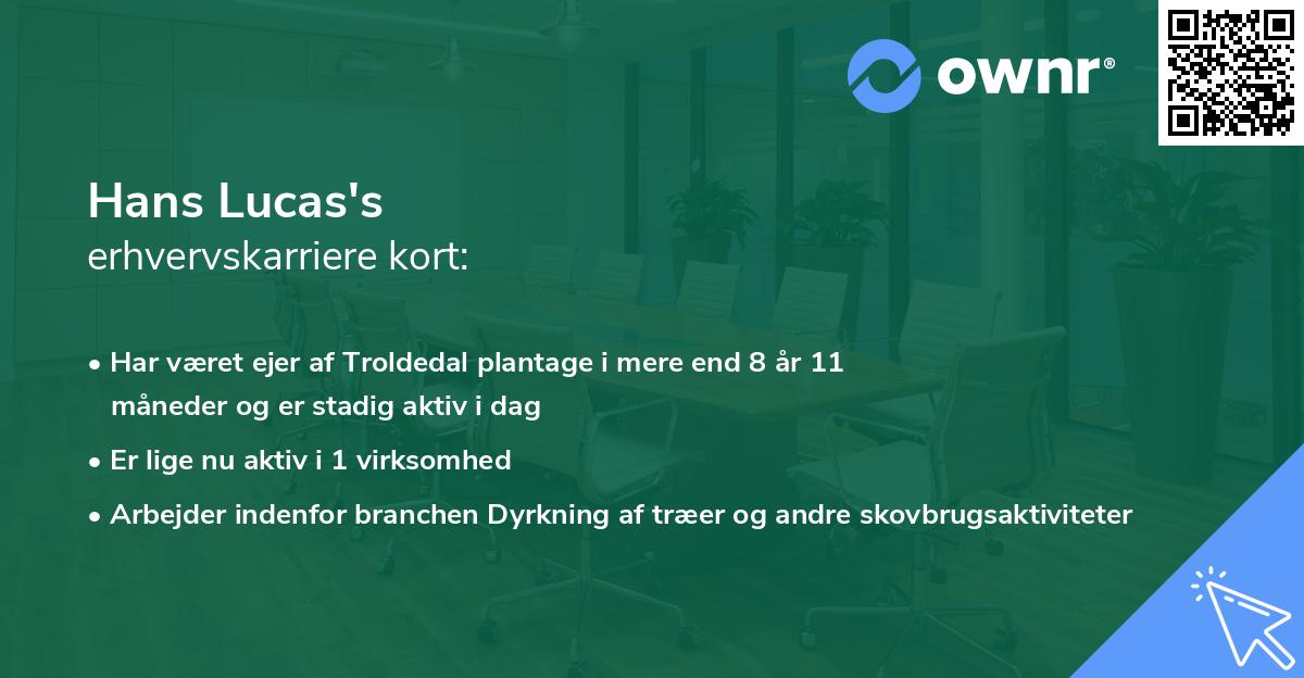 Hans Lucas's erhvervskarriere kort