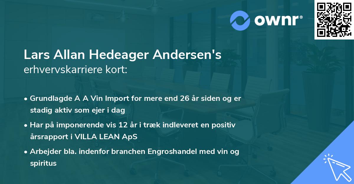 Lars Allan Hedeager Andersen's erhvervskarriere kort