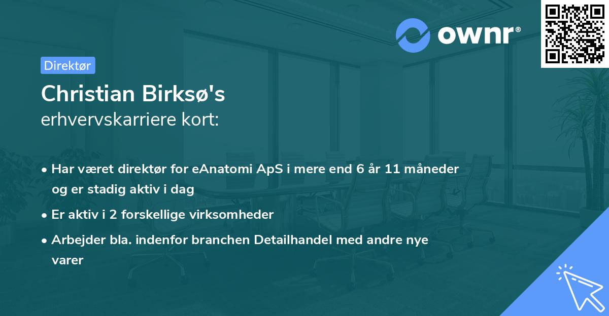 Christian Birksø's erhvervskarriere kort