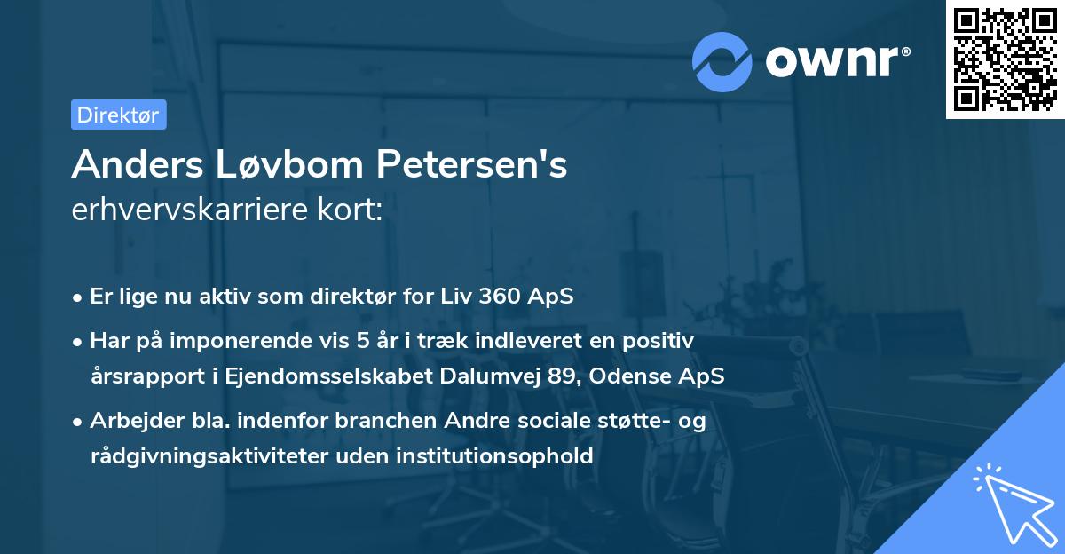 Anders Løvbom Petersen's erhvervskarriere kort