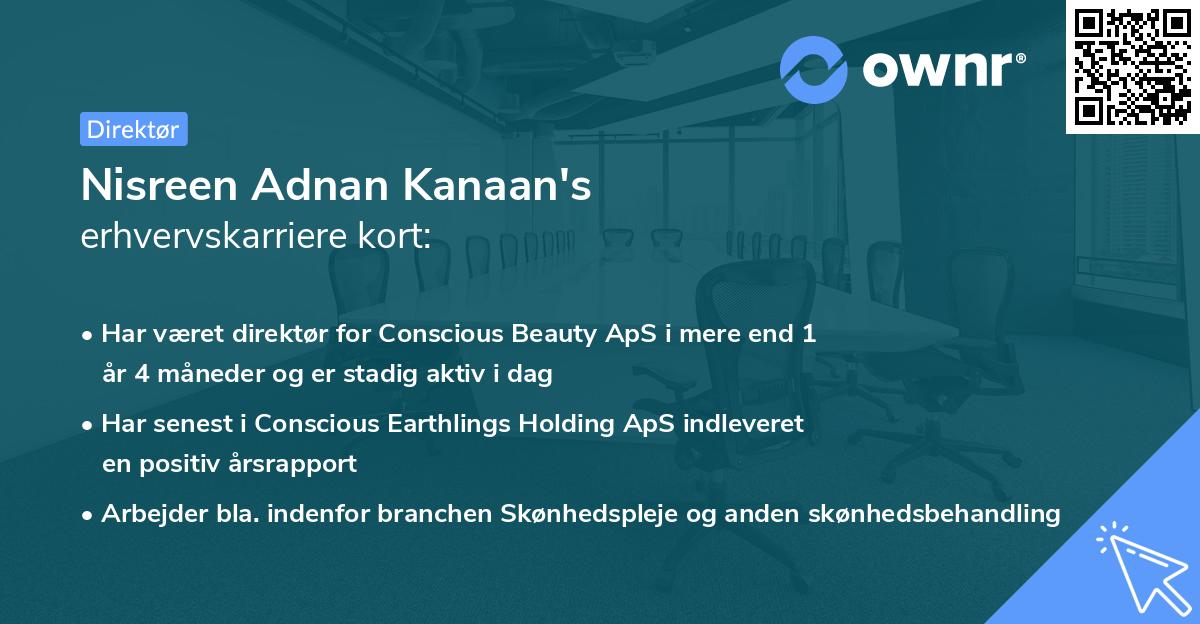 Nisreen Adnan Kanaan's erhvervskarriere kort