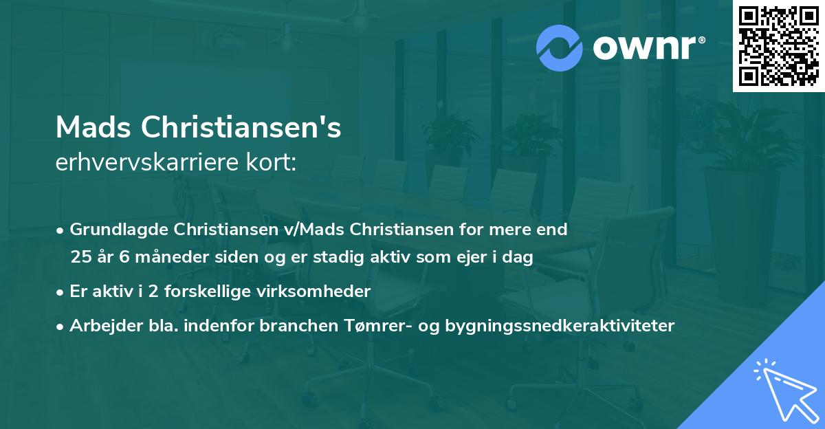 Mads Christiansen's erhvervskarriere kort