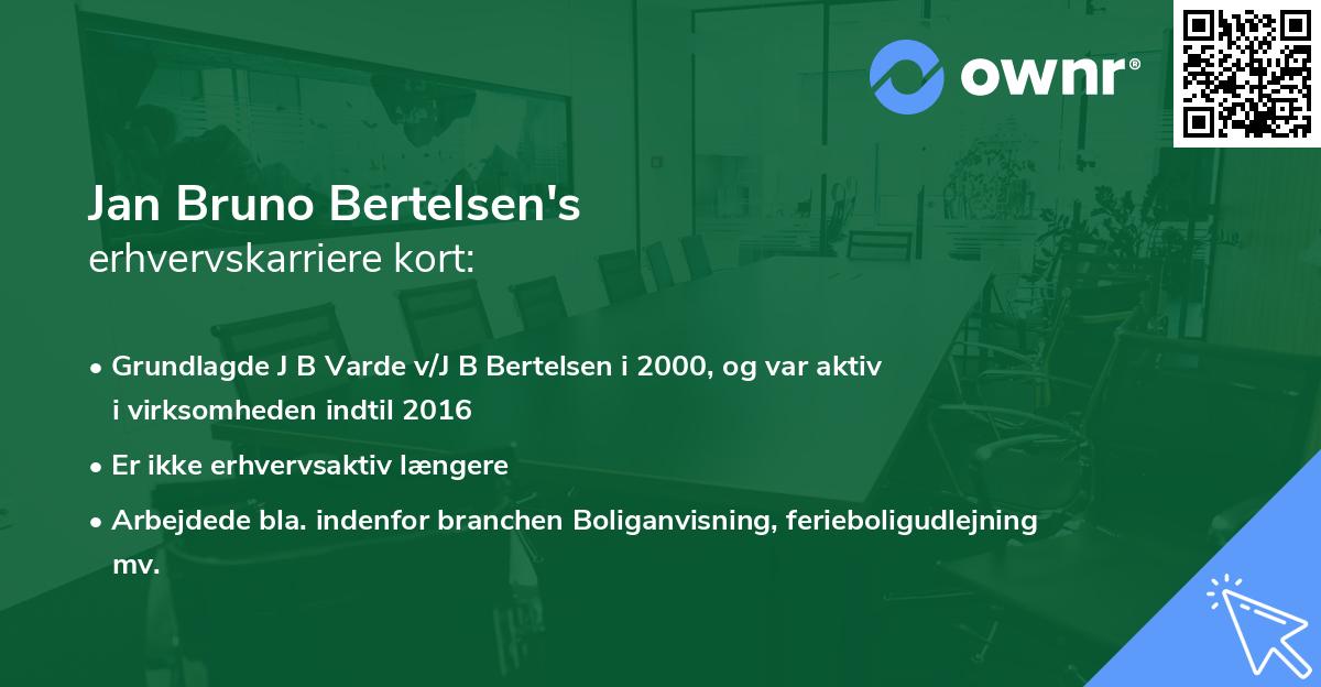 Jan Bruno Bertelsen's erhvervskarriere kort