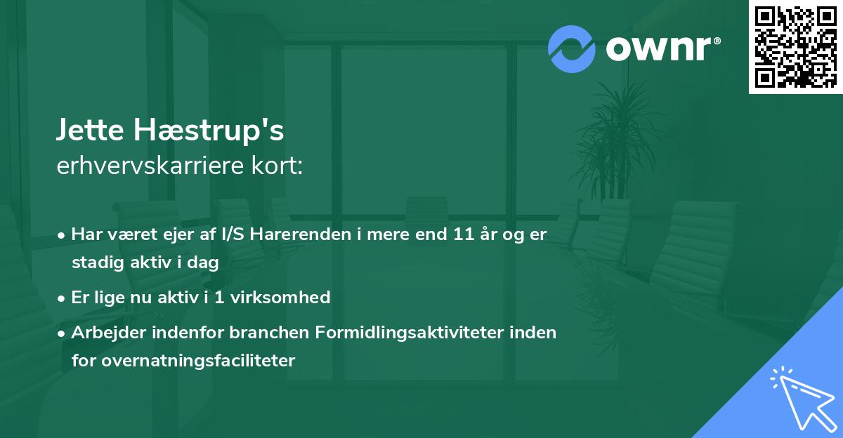 Jette Hæstrup's erhvervskarriere kort