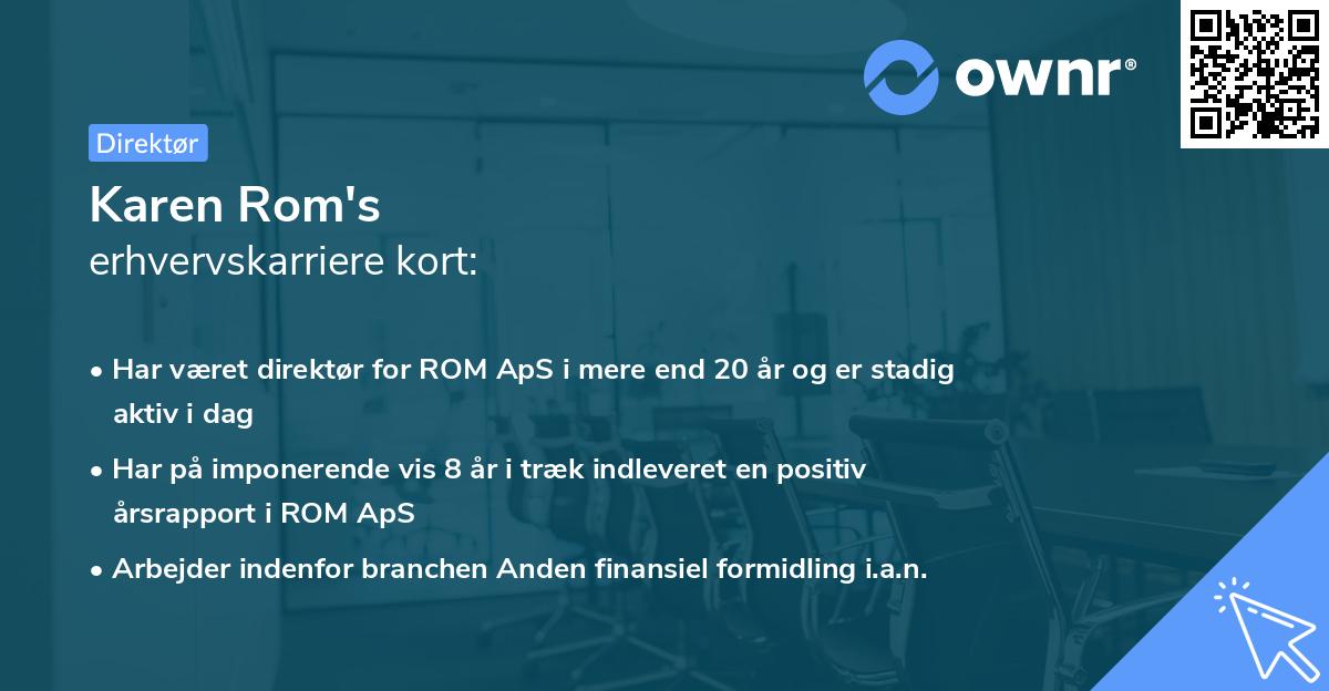 Karen Rom's erhvervskarriere kort