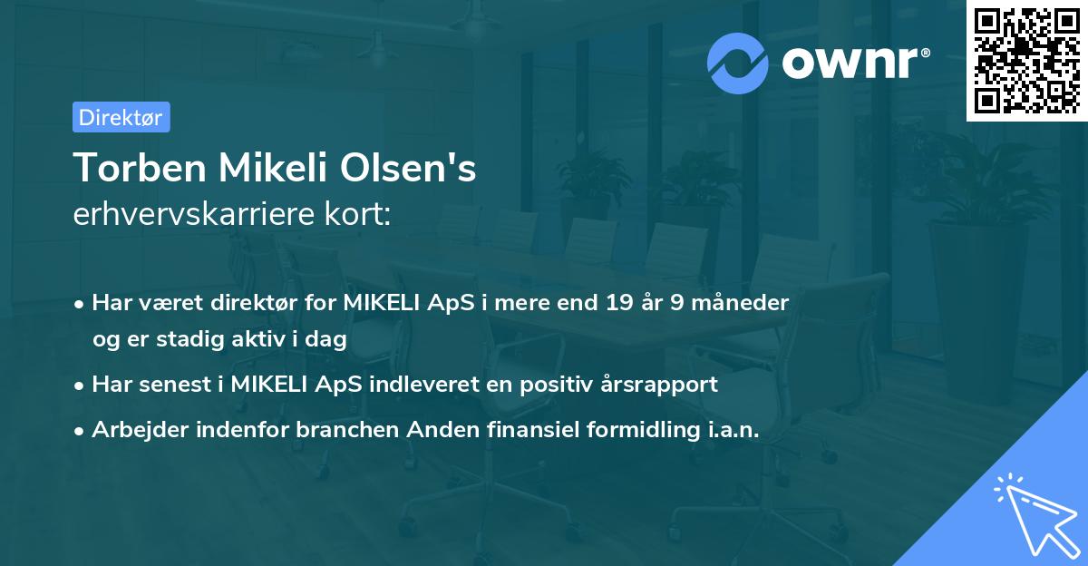 Torben Mikeli Olsen's erhvervskarriere kort