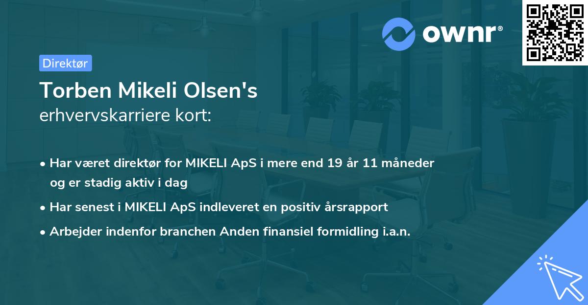 Torben Mikeli Olsen's erhvervskarriere kort