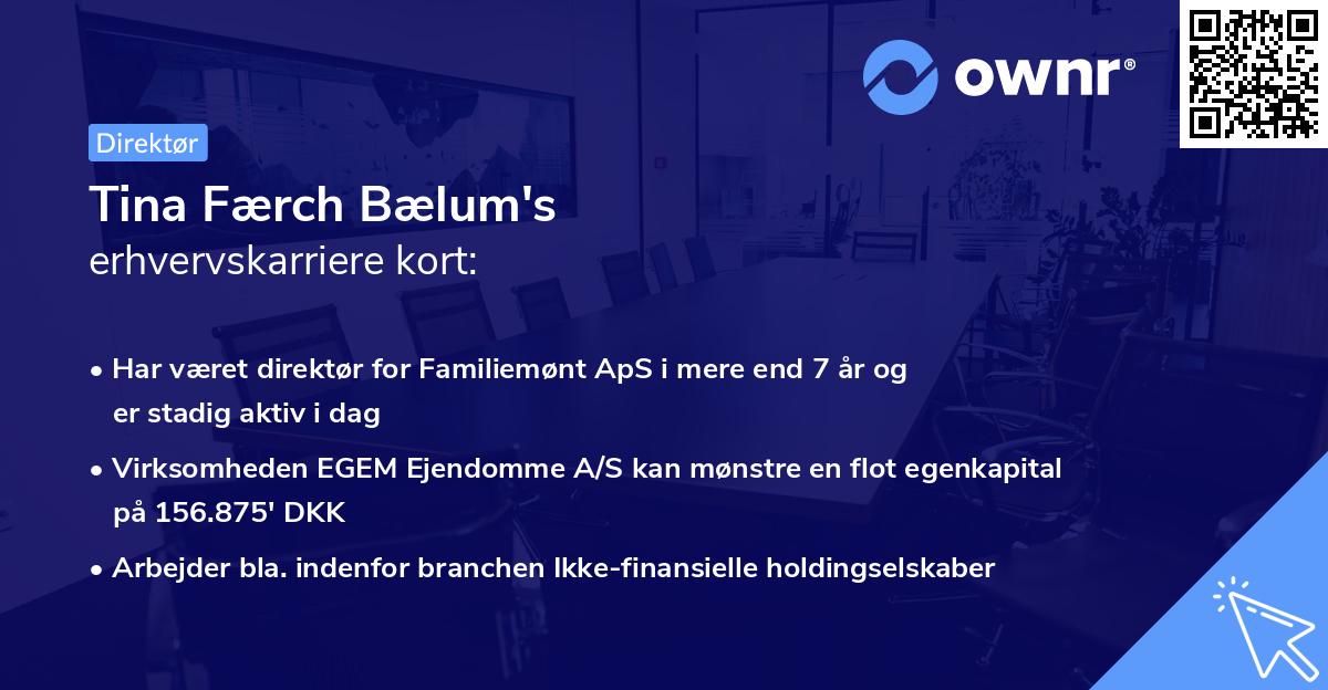 Tina Færch Bælum's erhvervskarriere kort