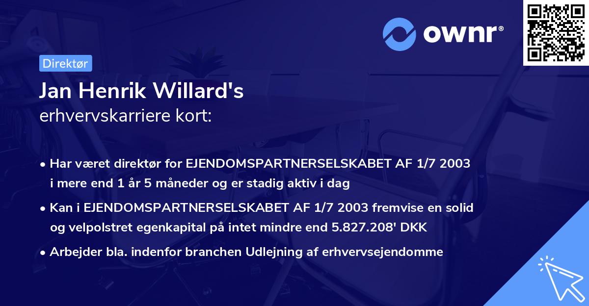 Jan Henrik Willard's erhvervskarriere kort