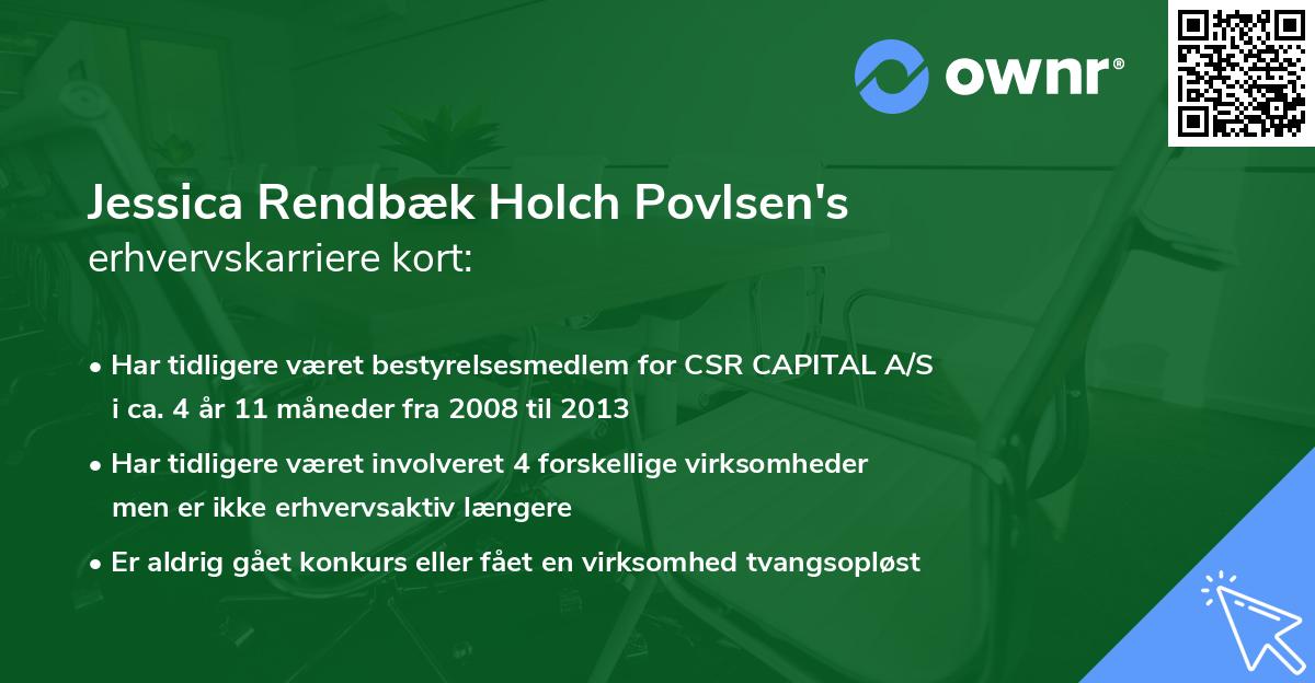 Jessica Rendbæk Holch Povlsen's erhvervskarriere kort