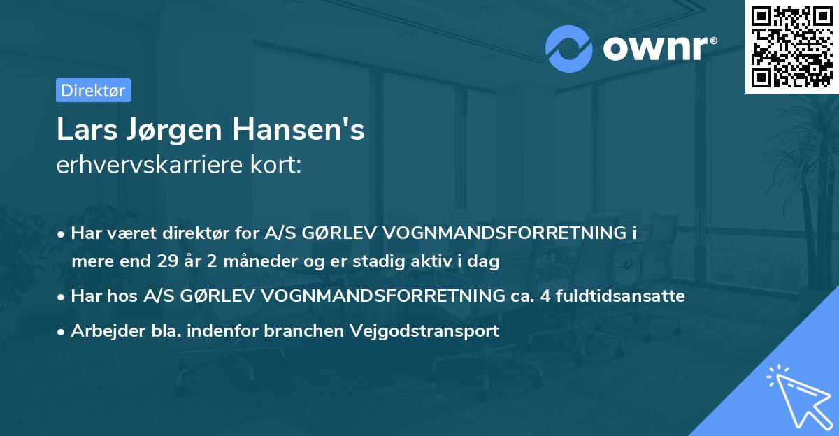 Lars Jørgen Hansen's erhvervskarriere kort