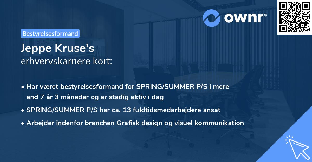 Jeppe Kruse's erhvervskarriere kort