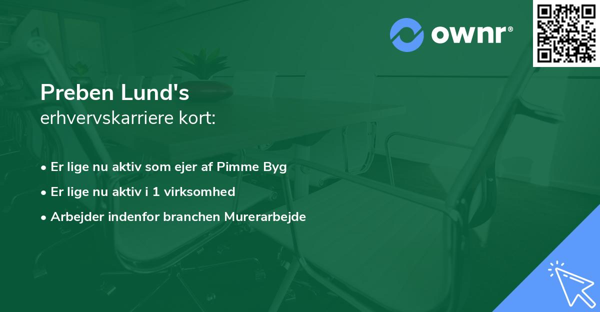 Preben Lund's erhvervskarriere kort