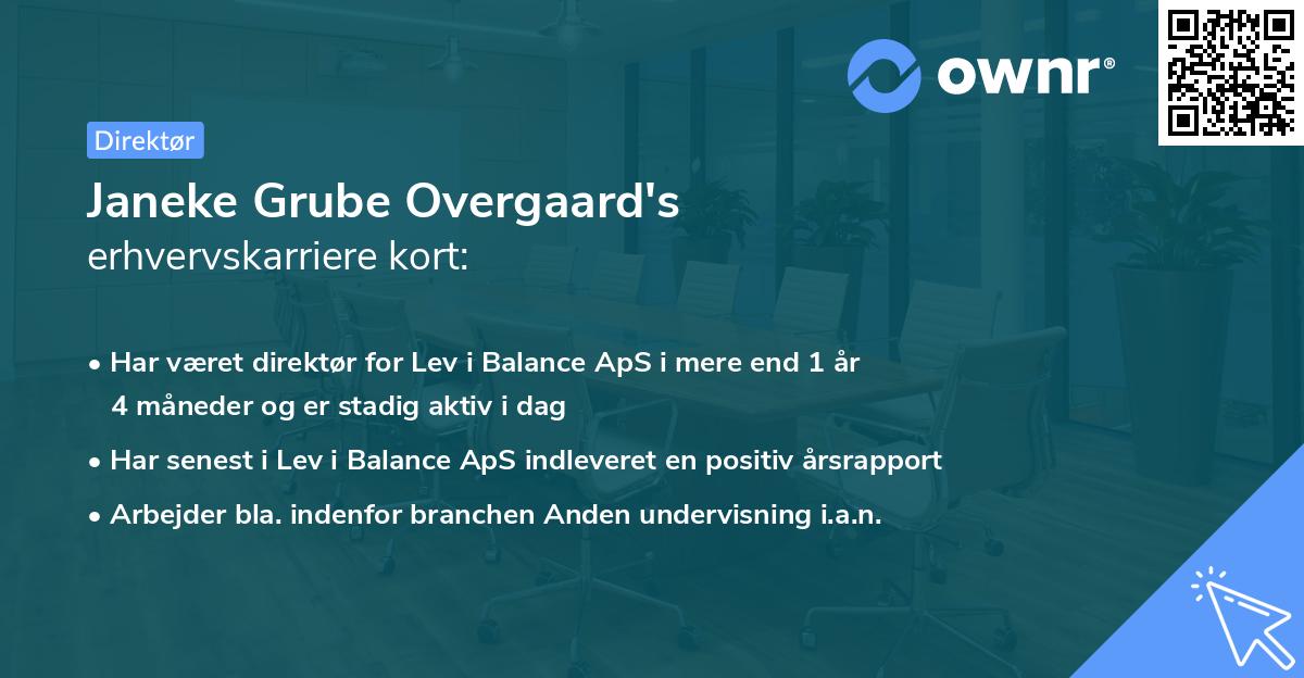 Janeke Grube Overgaard's erhvervskarriere kort
