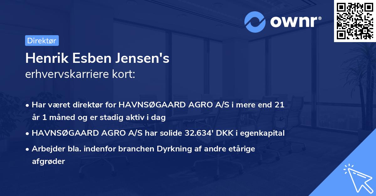 Henrik Esben Jensen's erhvervskarriere kort
