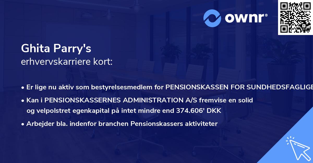 Ghita Parry's erhvervskarriere kort