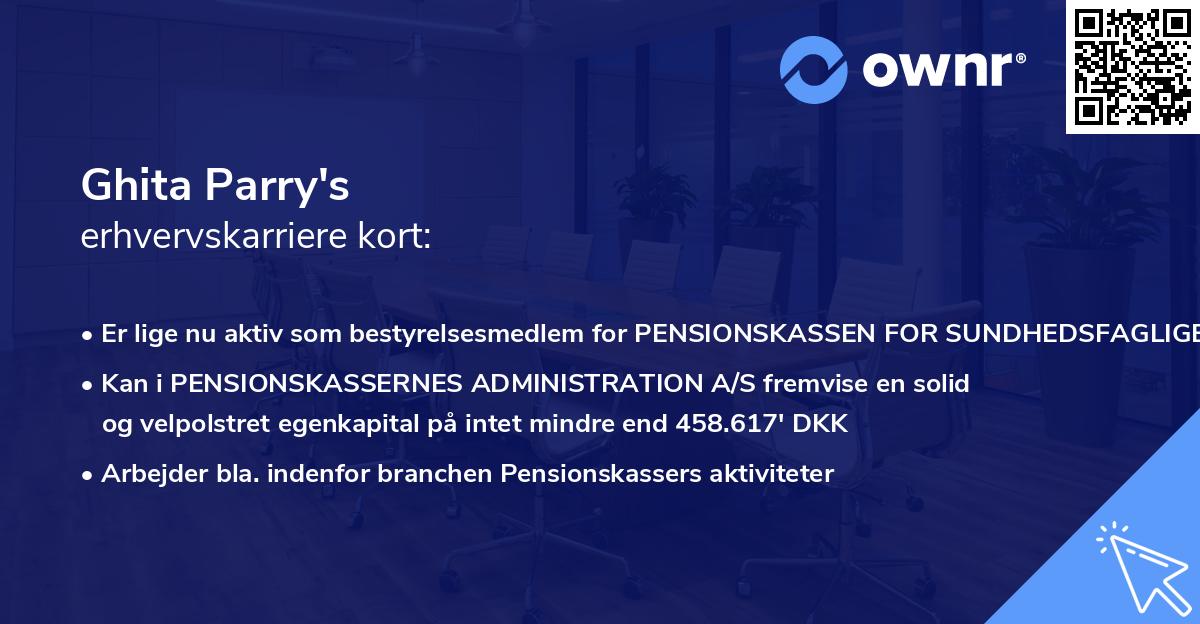 Ghita Parry's erhvervskarriere kort
