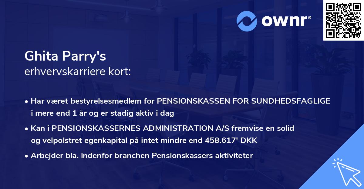 Ghita Parry's erhvervskarriere kort