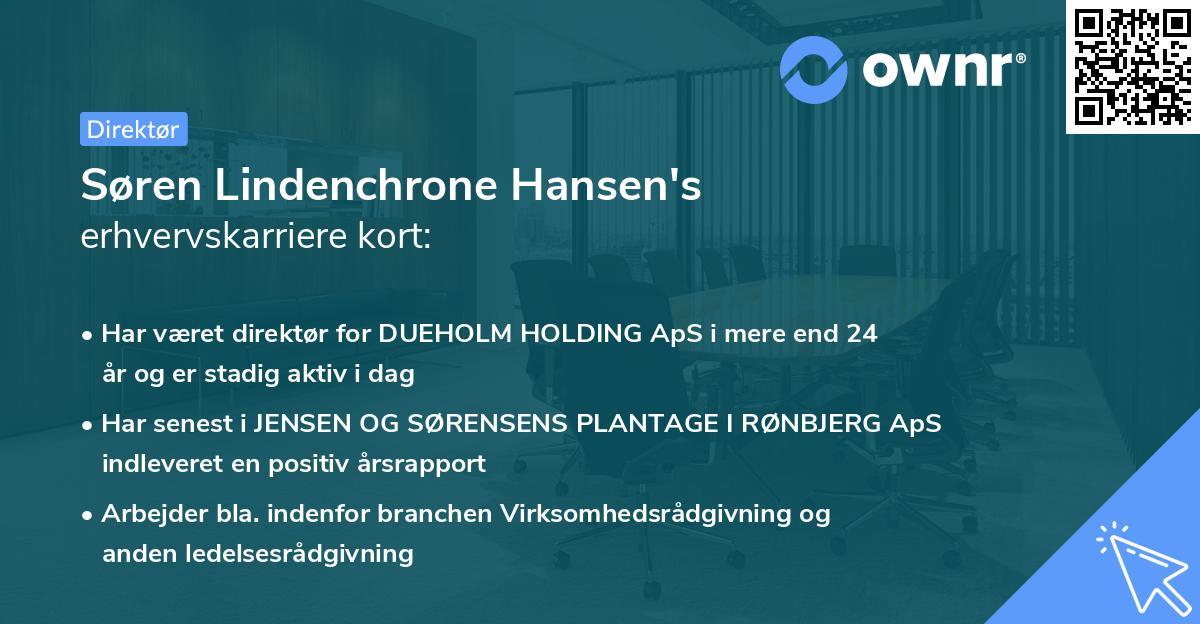 Søren Lindenchrone Hansen's erhvervskarriere kort